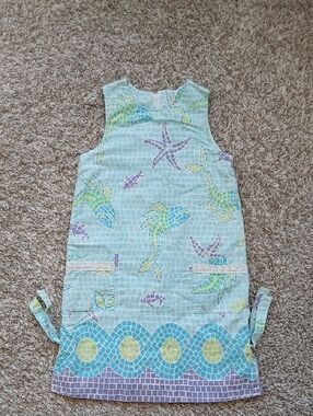 Girls Lilly Pulitzer Vtg  Sea Life Print Shift Dress  Aqua & Lilac Size 10 *Read